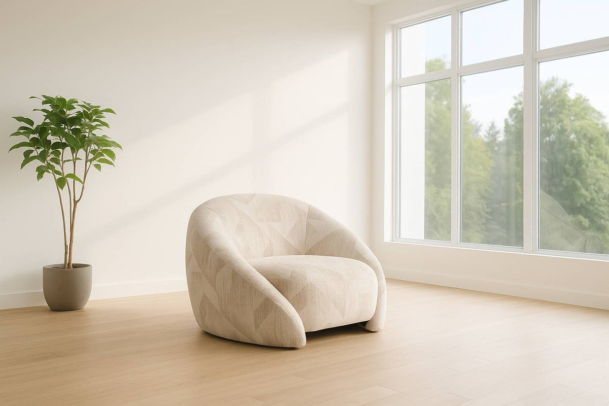 Divani Casa Gentle Modern Beige Pattern Fabric Accent Chair Model VGOD-ZW-24037-CHR-BGE