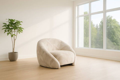 Divani Casa Gentle Modern Beige Pattern Fabric Accent Chair Model VGOD-ZW-24037-CHR-BGE