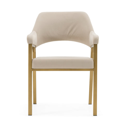 Modrest George Modern Beige Fabric & Antique Brass Dining Chair Model VGGA-GA-6218CH-1-BGE