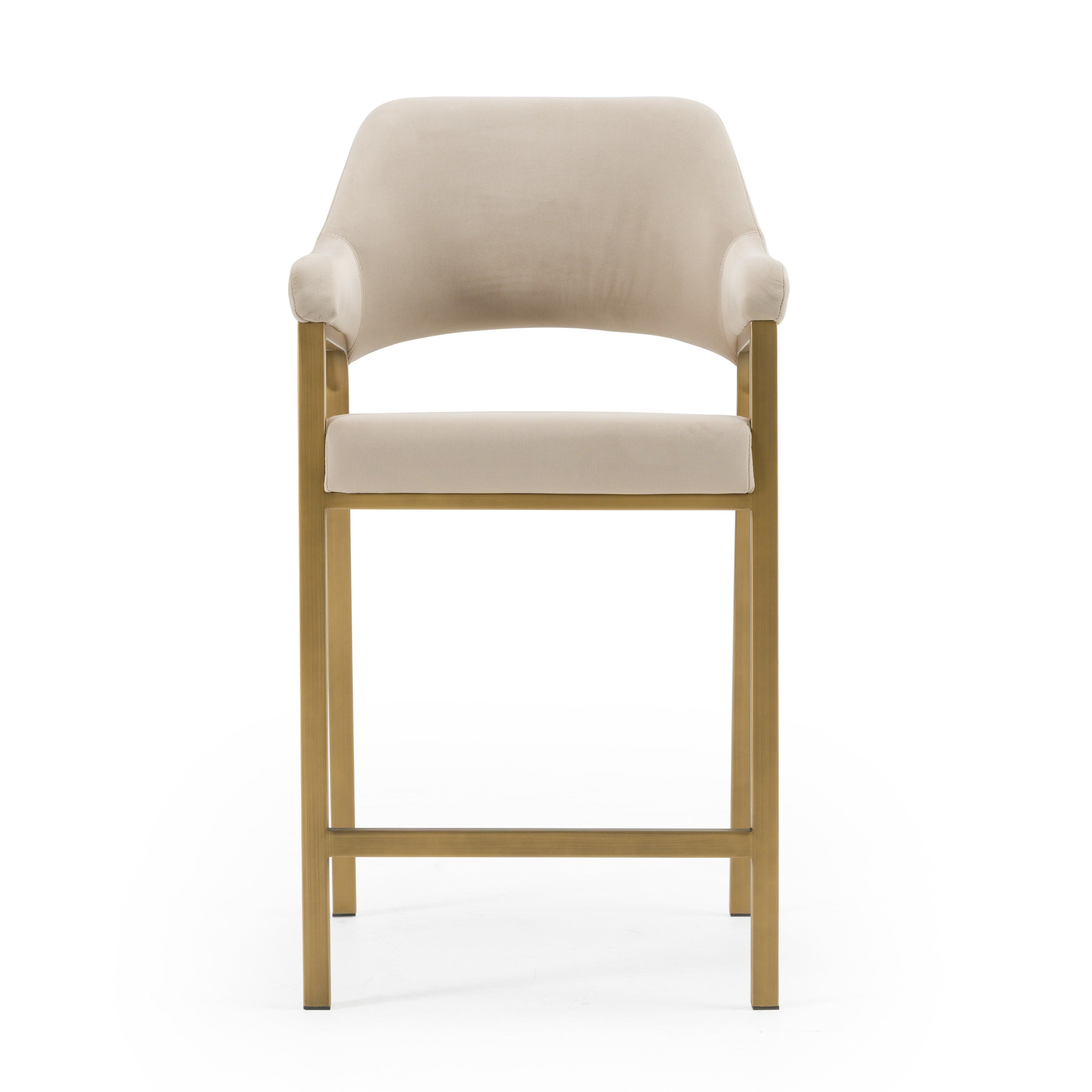 Modrest George Modern Beige Fabric & Antique Brass Counter Chair Model VGGA-GA-6218CH-C-BGE