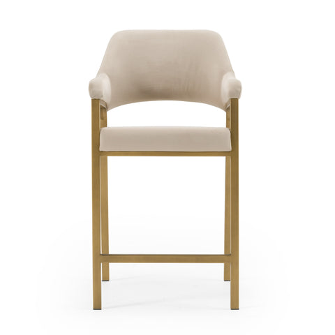 Modrest George Modern Beige Fabric & Antique Brass Counter Chair Model VGGA-GA-6218CH-C-BGE