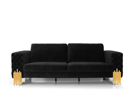 Divani Casa Georgia Modern Velvet Glam Black & Gold Sofa Model VGKNK8622-S