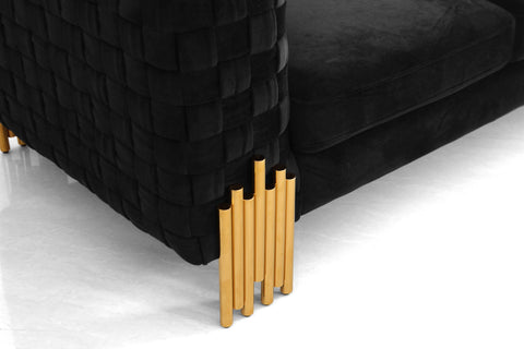 Divani Casa Georgia Modern Velvet Glam Black & Gold Sofa Model VGKNK8622-S