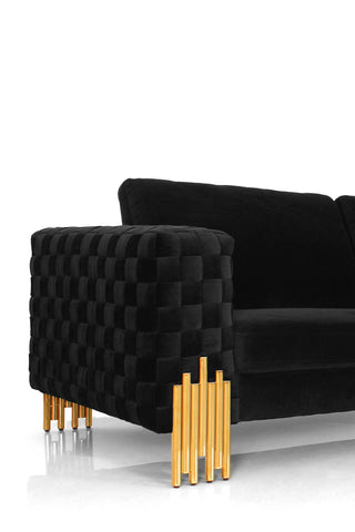 Divani Casa Georgia Modern Velvet Glam Black & Gold Loveseat Model VGKNK8622-LS