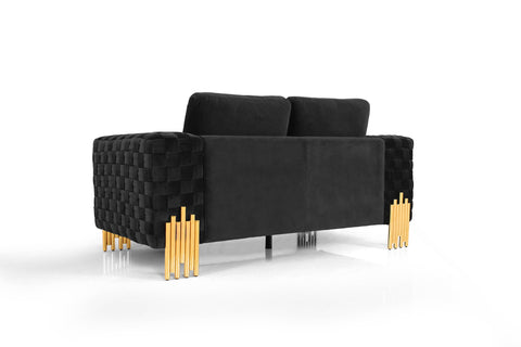 Divani Casa Georgia Modern Velvet Glam Black & Gold Loveseat Model VGKNK8622-LS