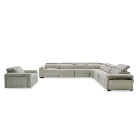 Divani Casa Gering Modern Beige Fabric Sectional With 2 Power Recliners Model VGMB-R191-P2-SECT-BGE