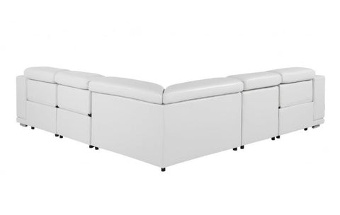 9762 DivanItalia White 5-Piece Sectional with 3 Power Recliners and 1 Console – Top Grain Italian LeatherModel:  9762-WHITE-3PWR-5PC