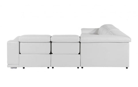 9762 DivanItalia White 5-Piece Sectional with 3 Power Recliners and 1 Console – Top Grain Italian LeatherModel:  9762-WHITE-3PWR-5PC