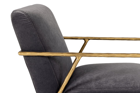 Modrest Gibbons Modern Grey Velvet & Forged Gold Accent Chair Model VGMY-2721-GRY