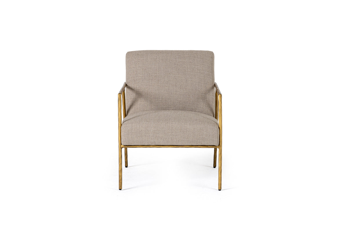 Modrest Gibbons Modern Beige Linen & Forged Gold Accent Chair Model VGMY-2721-BGE