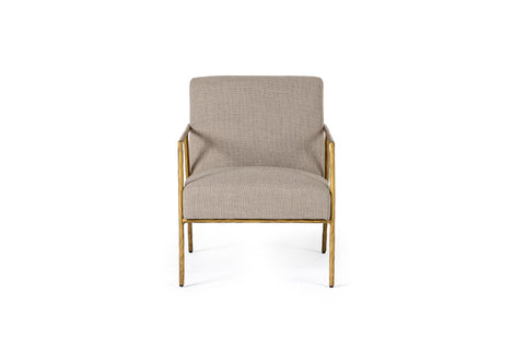 Modrest Gibbons Modern Beige Linen & Forged Gold Accent Chair Model VGMY-2721-BGE