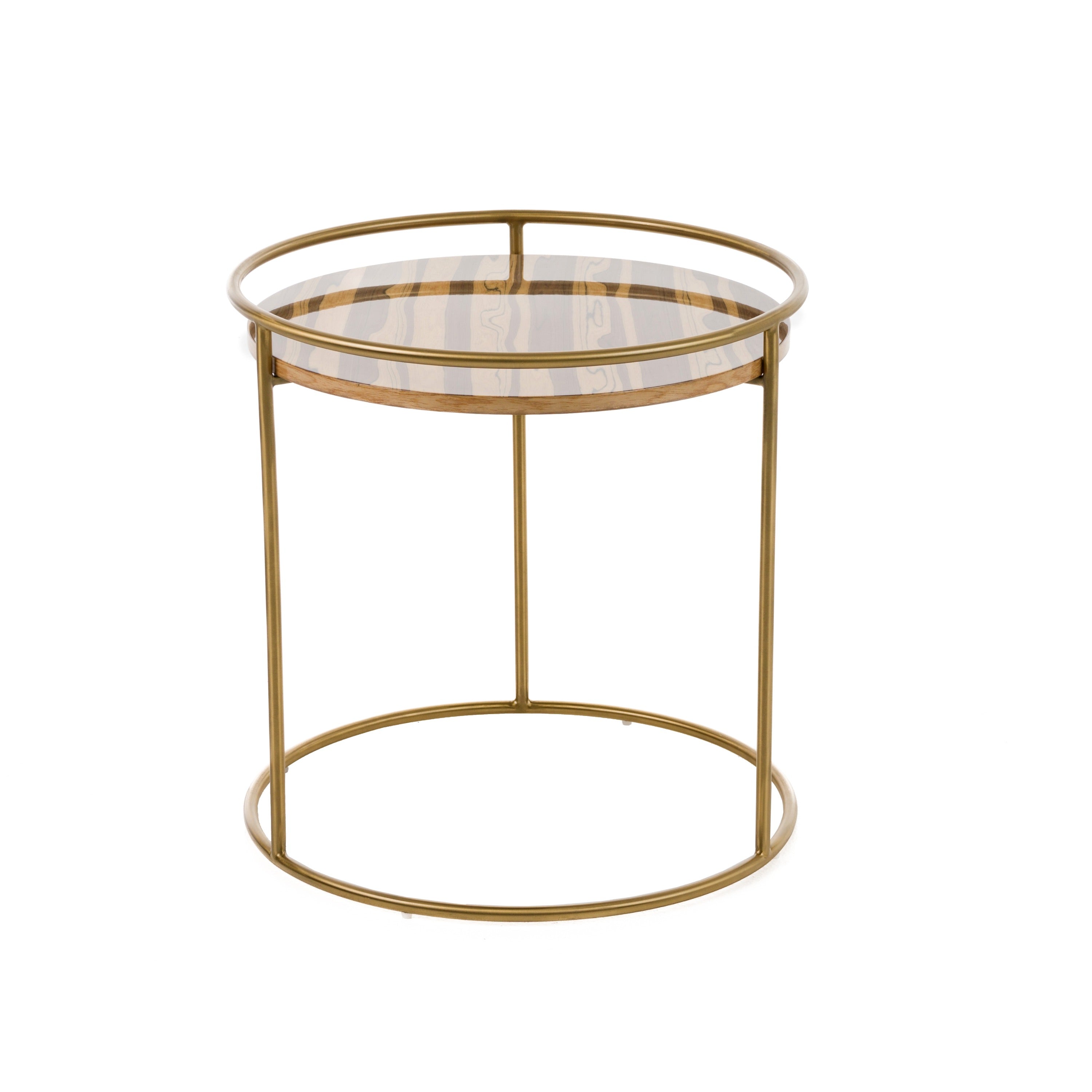 Modrest Gilcrest Glam Brown And Gold Marble End Table Model VGODLZ-199E