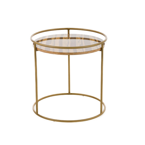 Modrest Gilcrest Glam Brown And Gold Marble End Table Model VGODLZ-199E