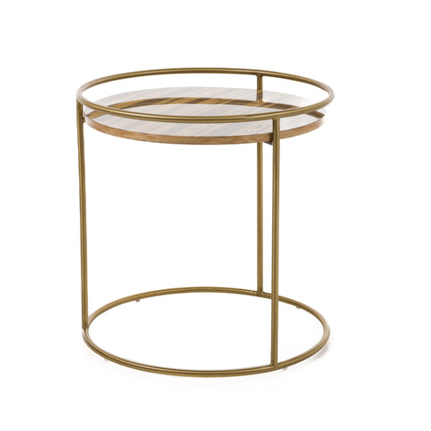 Modrest Gilcrest Glam Brown And Gold Marble End Table Model VGODLZ-199E