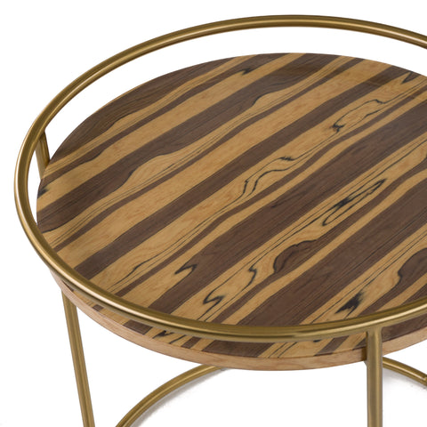 Modrest Gilcrest Glam Brown And Gold Marble End Table Model VGODLZ-199E