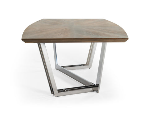 Modrest Gilroy Modern Walnut & Stainless Steel Dining Table Model VGBBMI2003T-WAL-DT