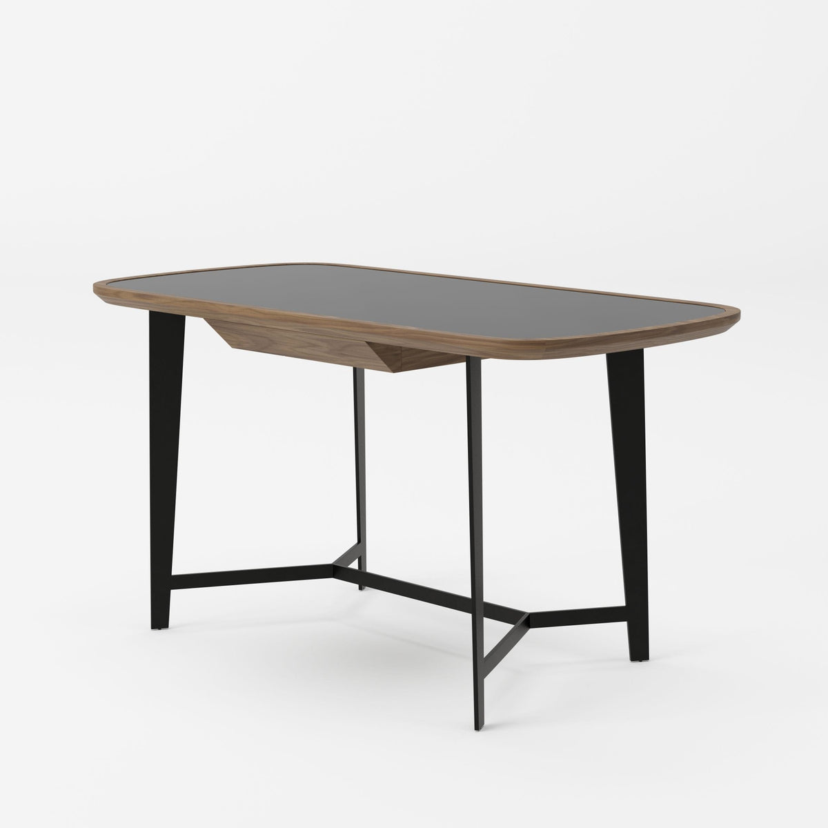 Modrest Girard Modern Walnut & Black Glass Desk Model VGBBMQ2002DK-2