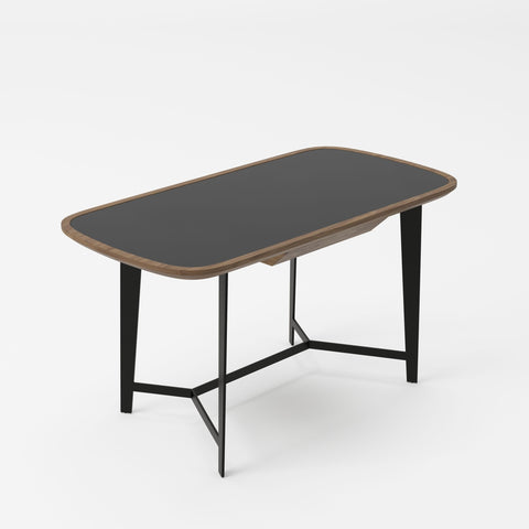 Modrest Girard Modern Walnut & Black Glass Desk Model VGBBMQ2002DK-2