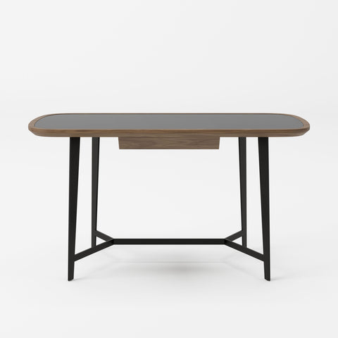 Modrest Girard Modern Walnut & Black Glass Desk Model VGBBMQ2002DK-2