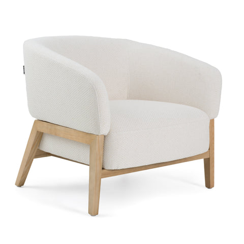 Divani Casa Giselle Mid Century Modern Off White Fabric Accent Chair Model VGKK-KF.A2087-NAT