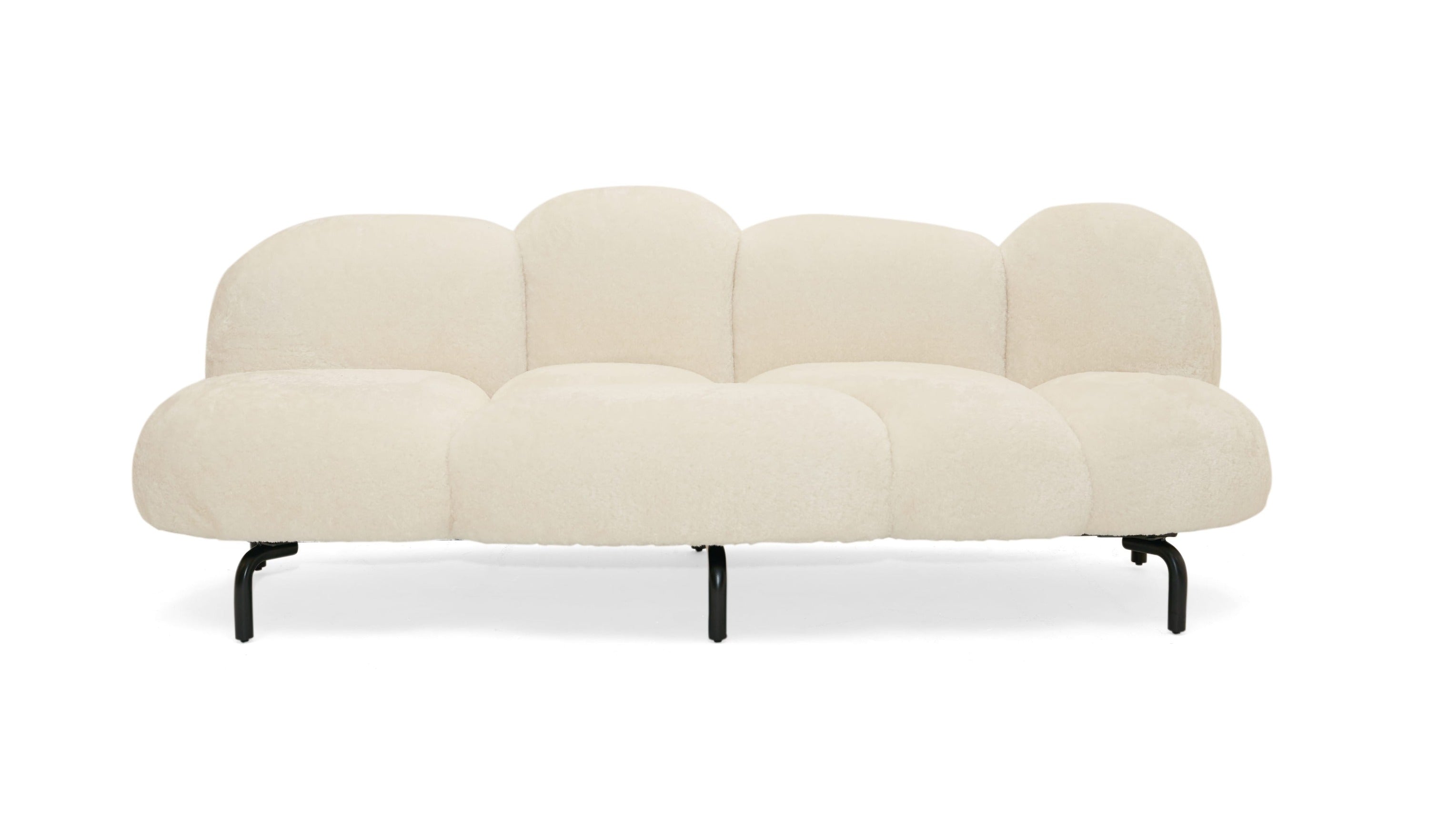 Divani Casa Glaster Contemporary White Sherpa 88" Bubble Sofa Model VGODZW-20036-WHT-S