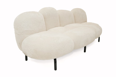 Divani Casa Glaster Contemporary White Sherpa 88" Bubble Sofa Model VGODZW-20036-WHT-S