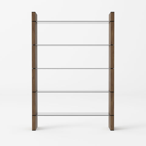 Modrest Glencoe Modern Walnut & Black Glass Bookshelf Model VGBBMQ2005SF-1