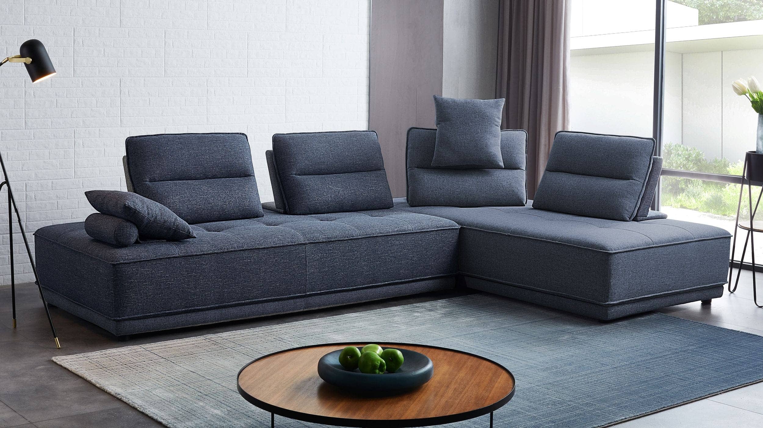 Divani Casa Glendale Modern Blue Fabric Modular Sectional Sofa Model VGMBMB-1907-BLU