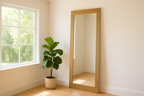 Modrest Glinda Modern Brushed Brass Floor Mirror Model VGHB429G2-BRS