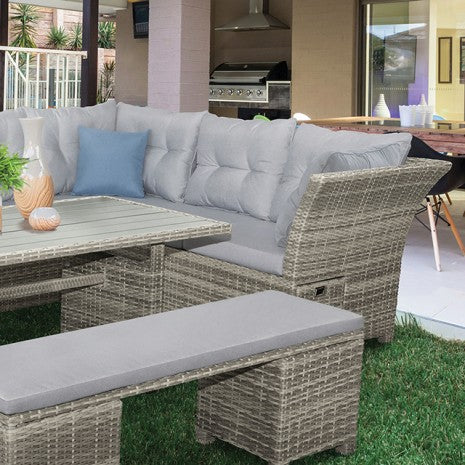 Malia 5 Pc. Sectional Set W/ Bench Model Gm-1002-5Pk-Ottoman By Furniture Of America 