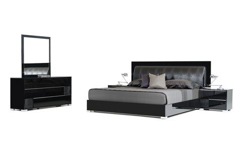 California King Modrest Grace Italian Modern Black Bedroom Set Model VGACGRACE-SET-BLK-CK