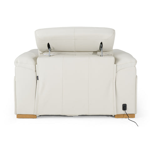 Divani Casa Gregory Modern Off White Leather Recliner Chair Model VGKV-KM.6368-CHR-OFF