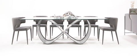 Modrest Hadley Glass & Matte Grey Dining Table Model VGGM-DT-CASTA-DT