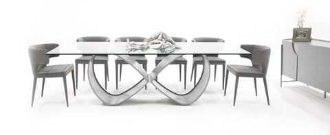 Modrest Hadley Glass & Matte Grey Dining Table Model VGGM-DT-CASTA-DT