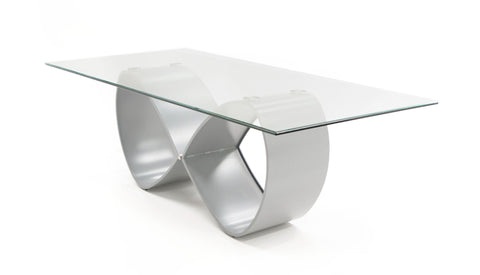 Modrest Hadley Glass & Matte Grey Dining Table Model VGGM-DT-CASTA-DT