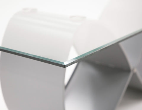 Modrest Hadley Glass & Matte Grey Dining Table Model VGGM-DT-CASTA-DT