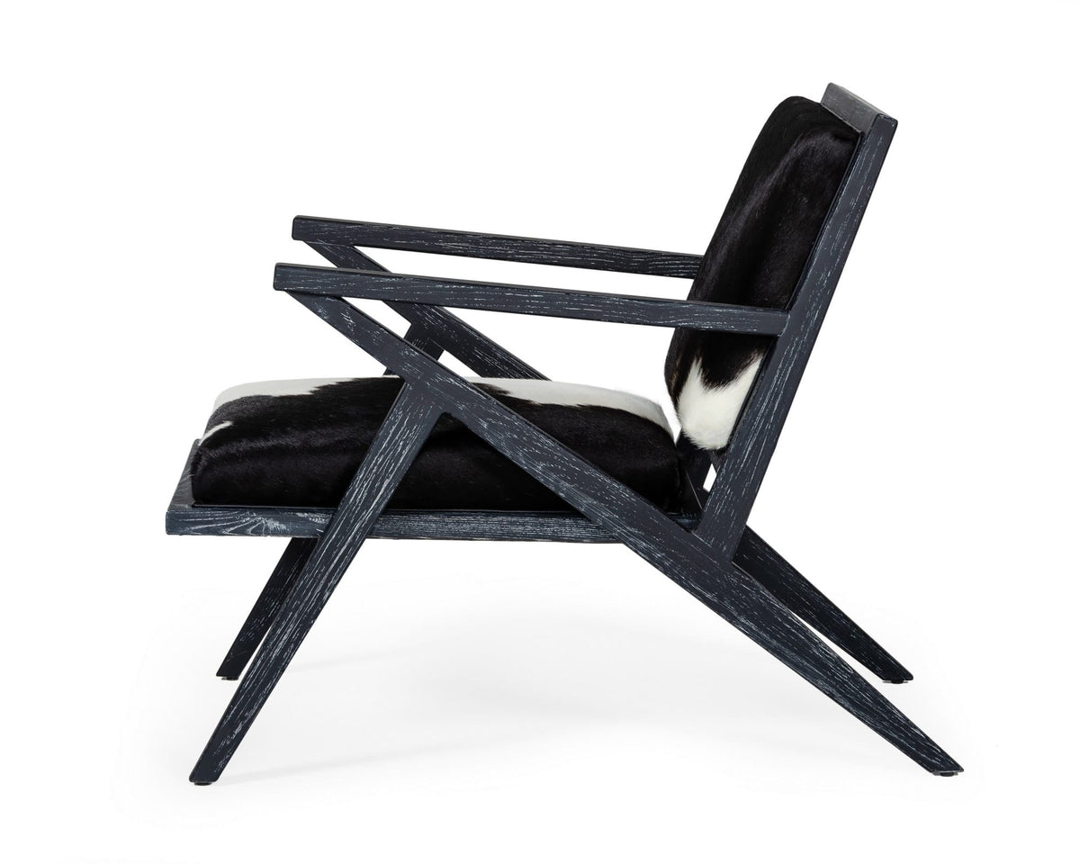 Modrest Hallam Glam Black And White Cowhide Accent Chair Model VGODZW-956