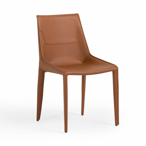 Modrest Halo Modern Brown Saddle Leather Dining Chair Set of Two By VIG Furniture