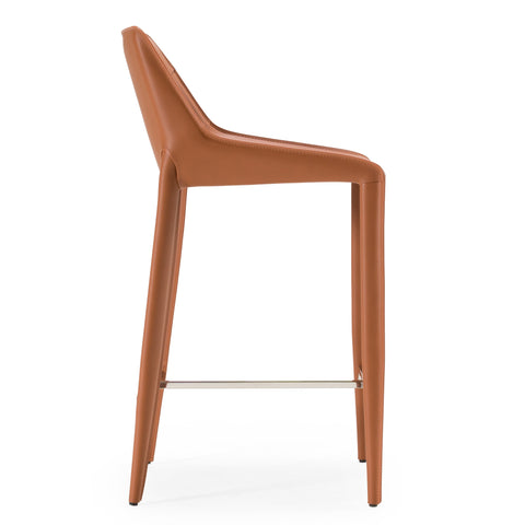 Modrest Halo Modern Cognac Saddle Leather Counter Stool Model VGYF-BS1113-BR-CS