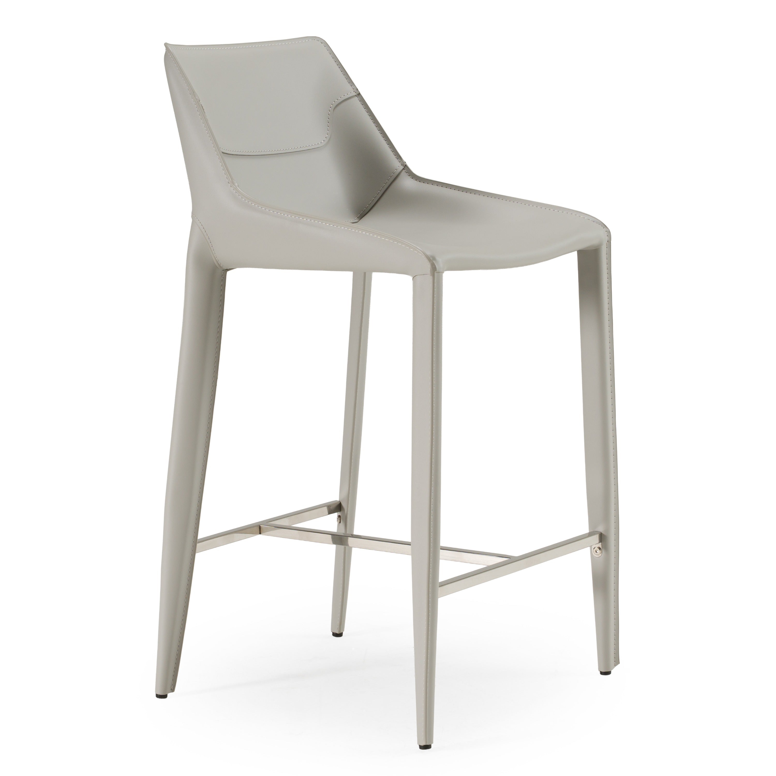 Modrest Halo Modern Light Grey Saddle Leather Counter Stool Model VGYF-BS1113-LTGR-CS