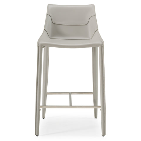 Modrest Halo Modern Light Grey Saddle Leather Counter Stool Model VGYF-BS1113-LTGR-CS