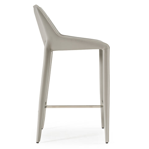 Modrest Halo Modern Light Grey Saddle Leather Counter Stool Model VGYF-BS1113-LTGR-CS