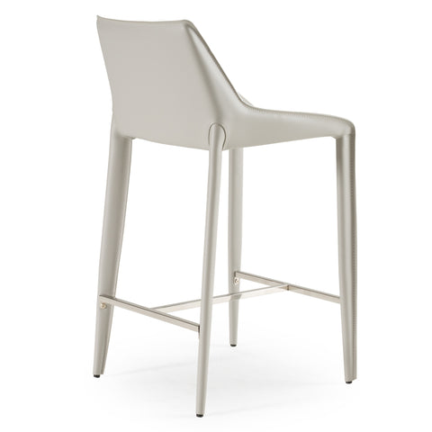 Modrest Halo Modern Light Grey Saddle Leather Counter Stool Model VGYF-BS1113-LTGR-CS