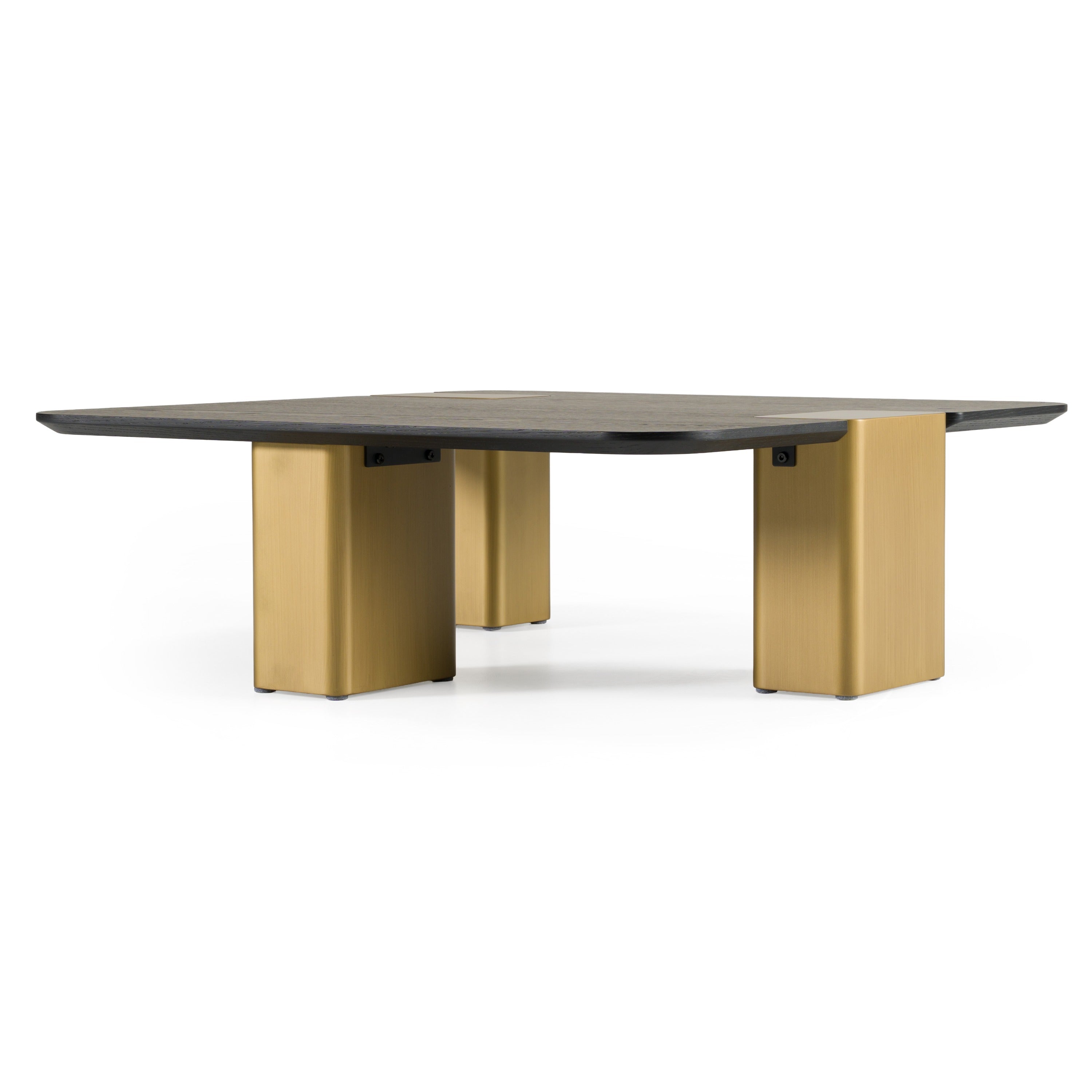 Modrest Harold Modern Black Oak & Brushed Gold Oak Square Small Coffee Table Model VGHB467E