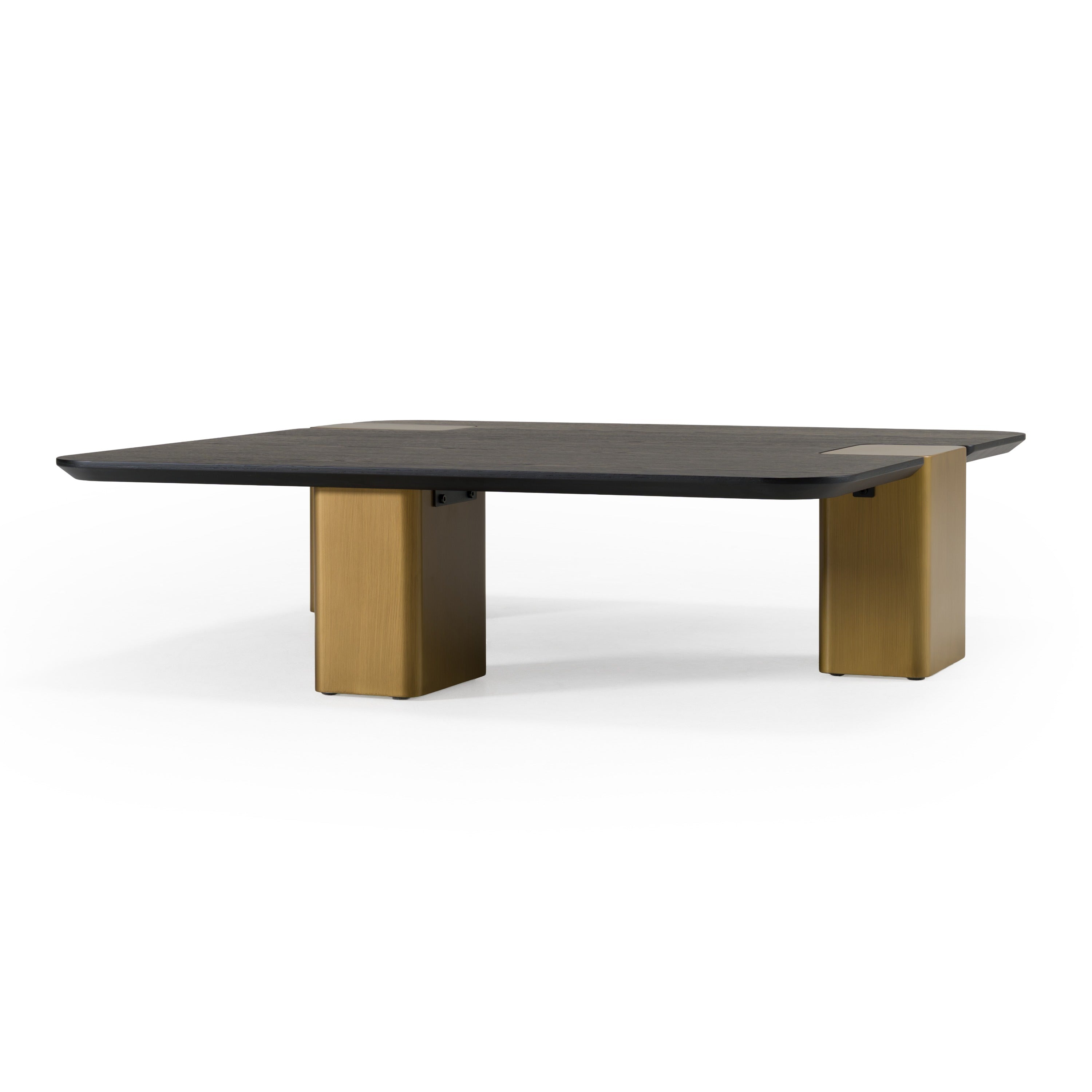 Modrest Harold Modern Black & Brushed Gold Oak Large Square Coffee Table Model VGHB-467E2-LRG