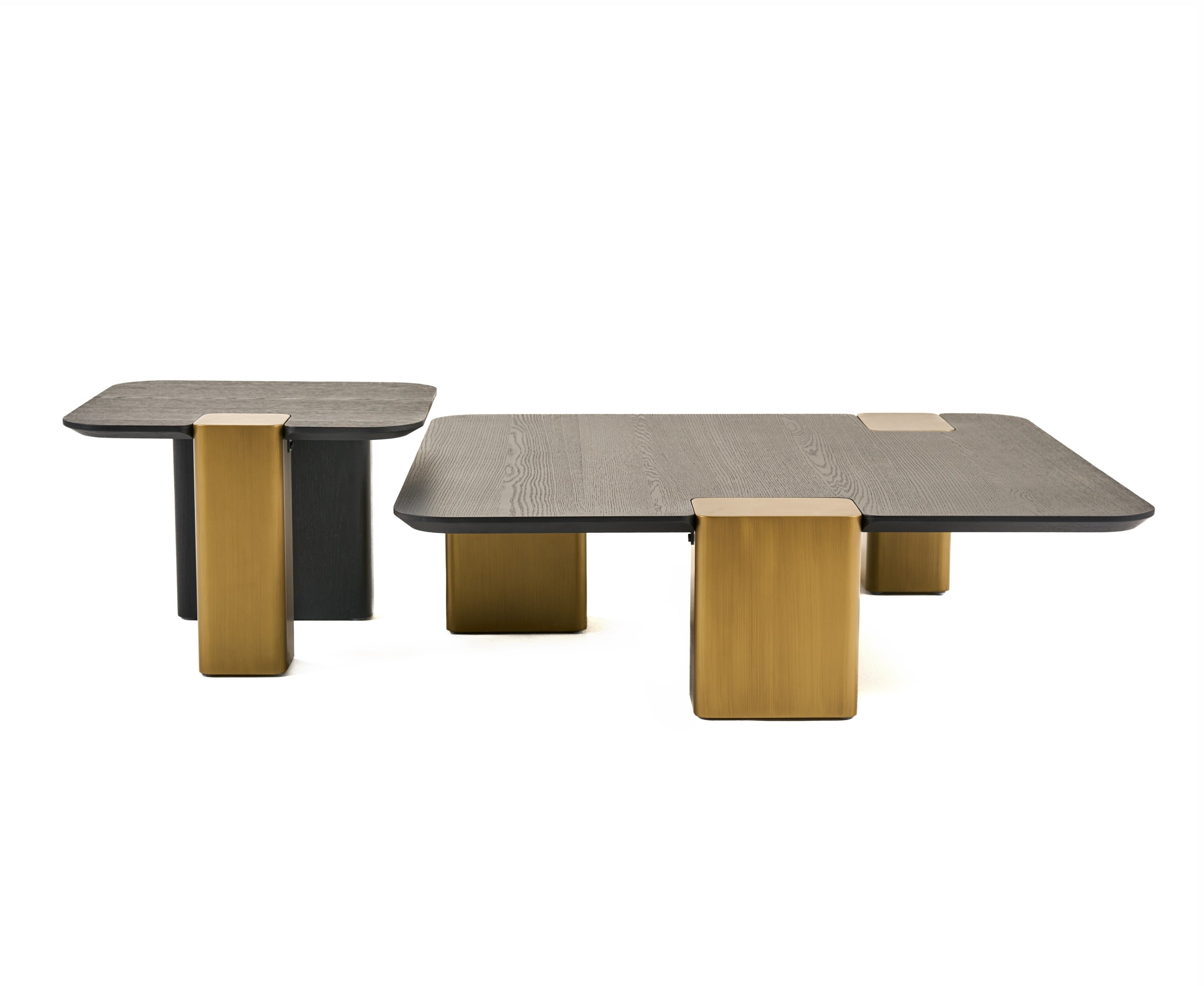 Modrest Harold Modern Black & Brushed Gold Oak Square Coffee Table Set Model VGHB467E2-467B
