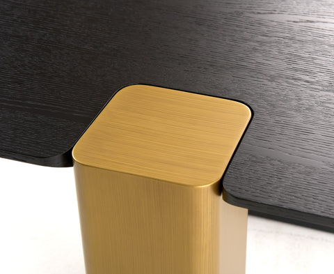 Modrest Harold Modern Black & Brushed Gold Oak Square Coffee Table Set Model VGHB467E2-467B