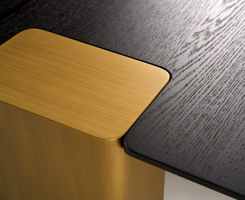 Modrest Harold Modern Black & Brushed Gold Oak Square Coffee Table Set Model VGHB467E2-467B