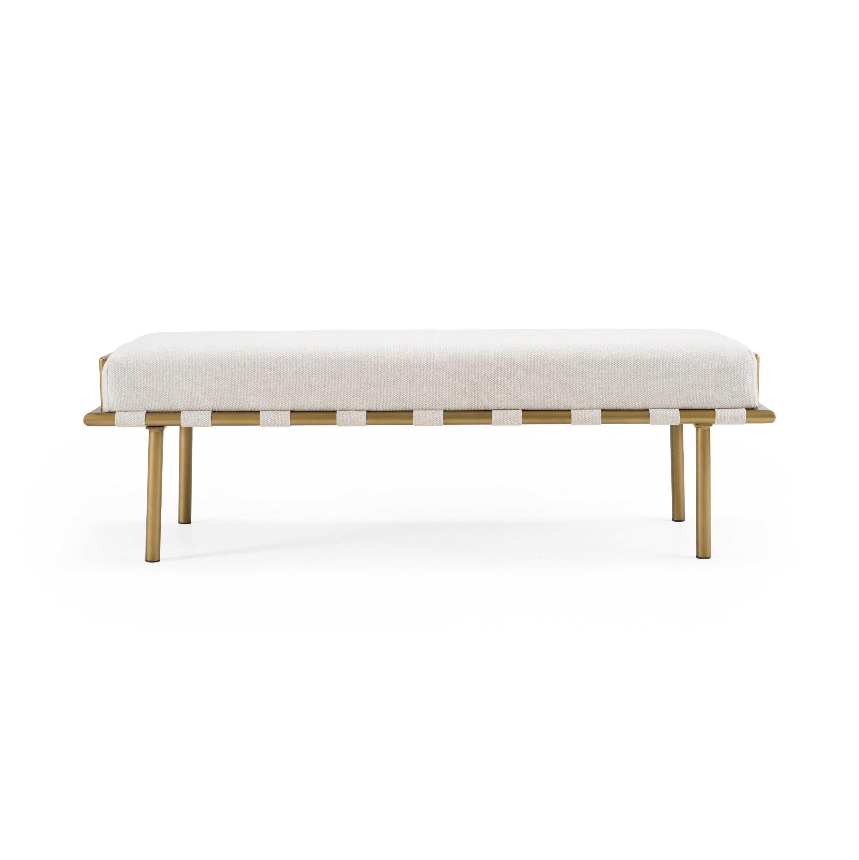 Modrest Hathaway Modern Beige Fabric & Antique Brass Dining Bench Model VGGA-GA-8668BE-BGE