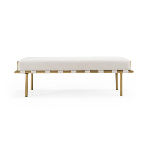 Modrest Hathaway Modern Beige Fabric & Antique Brass Dining Bench Model VGGA-GA-8668BE-BGE